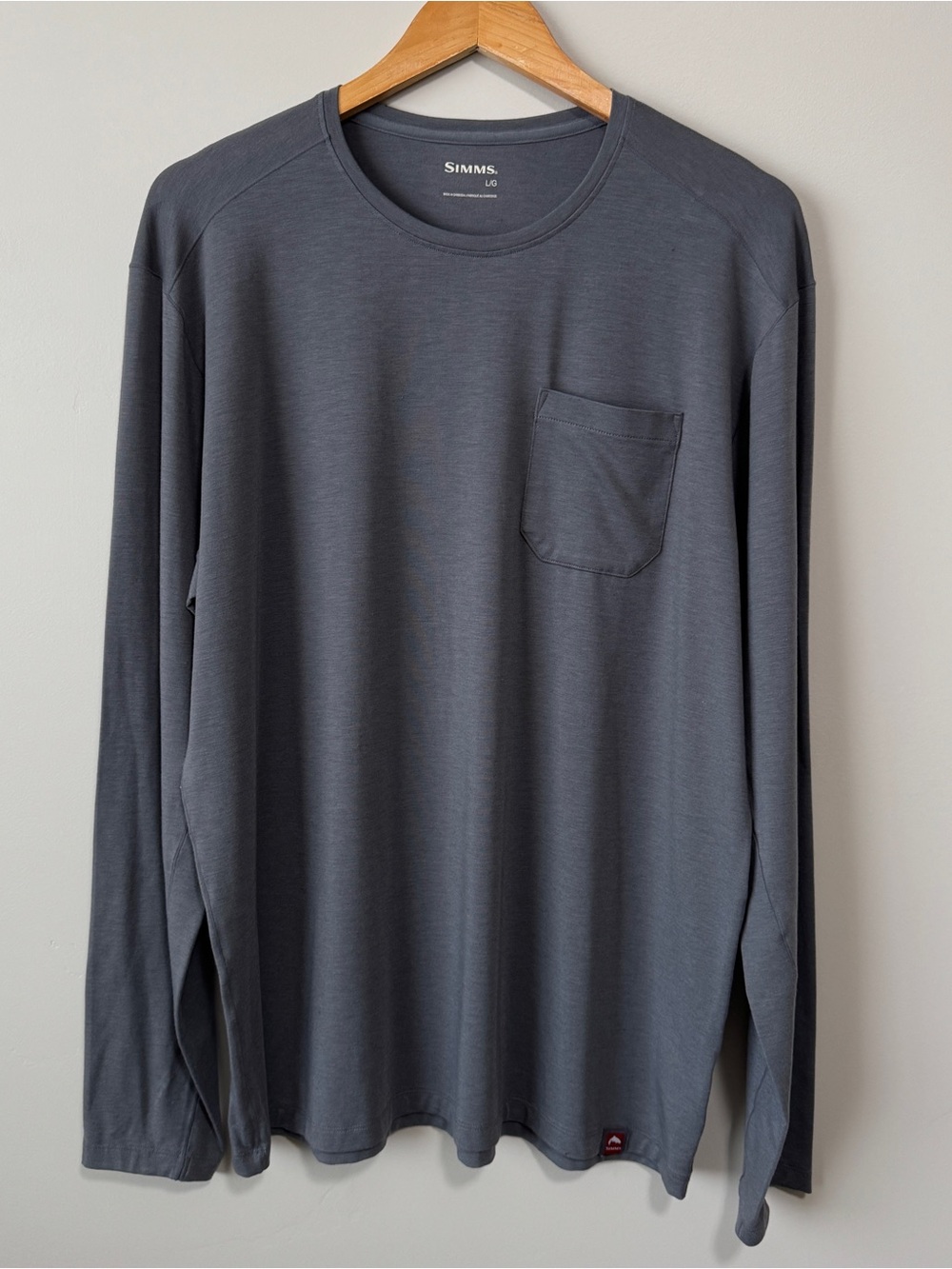 Simms Shirt Mens Large Long Sleeve Pocket Gray Outdoors Fishing
